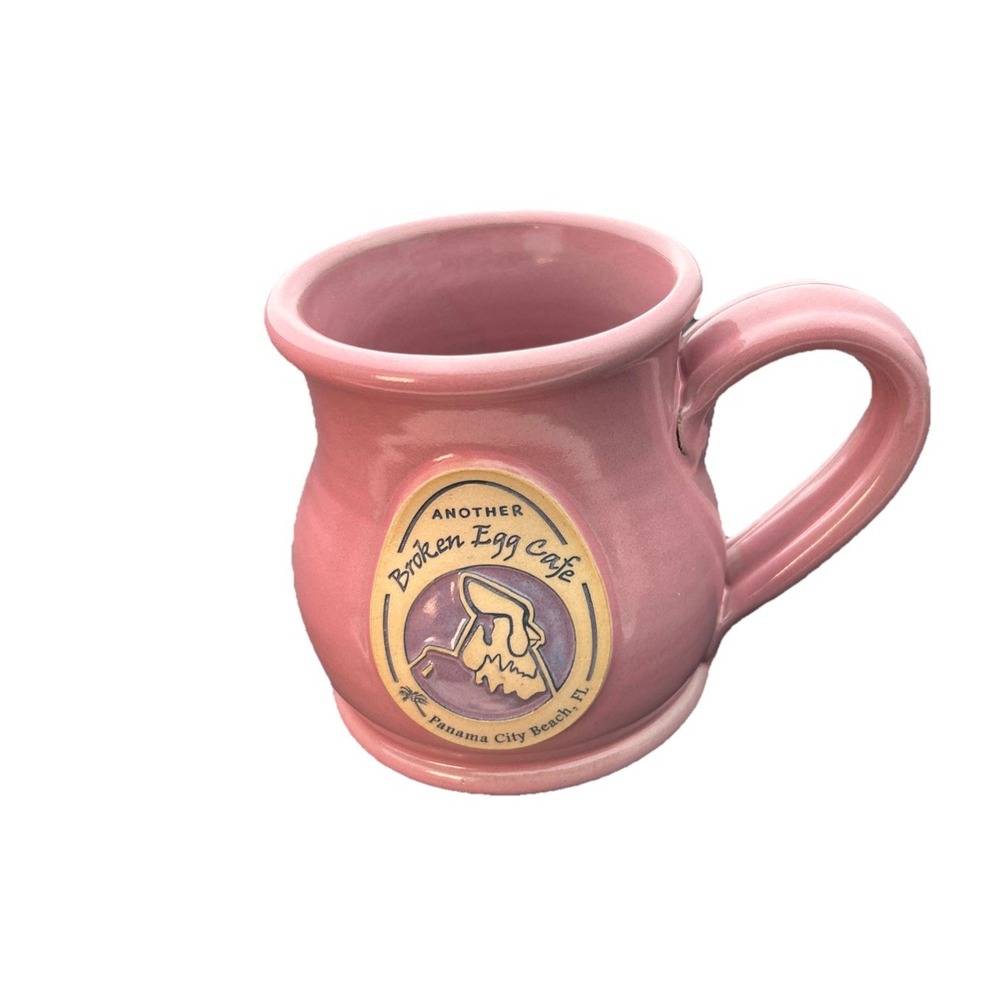 Deneen Pottery Mug- Another Broken Egg Cafe -Panama City Beach FL 2024 Pink Drip